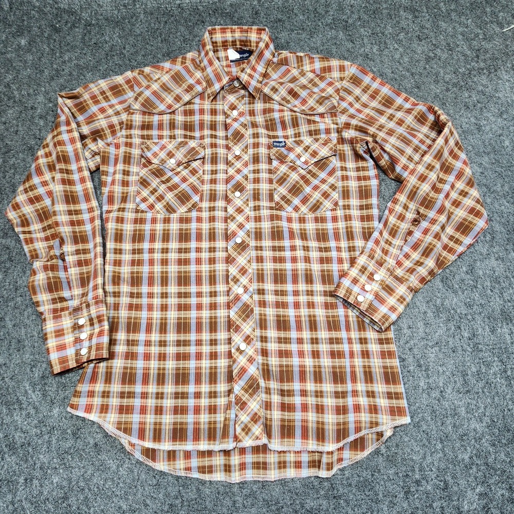 Wrangler Womens Vintage Pearl Snap Western Plaid Long Sleeve Shirt Medium Cowboy - Picture 2 of 8